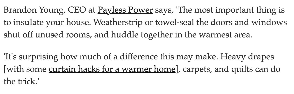 Article excerpt quoting Payless Power CEO on insulating your house