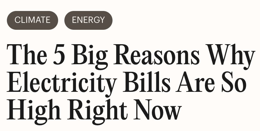 Headline: the 5 big reasons why electricity bills are so high right now